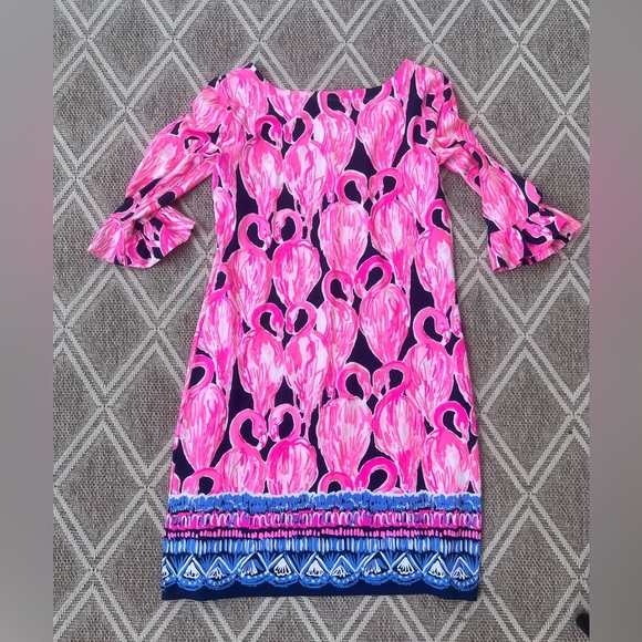 Lilly Pulitzer Sophie Ruffle Dress Size Small Pink Flamingo High Tide UPF 50 - Picture 10 of 12